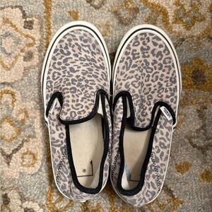 Vans Kids Gray Leopard Slip-On Sneakers